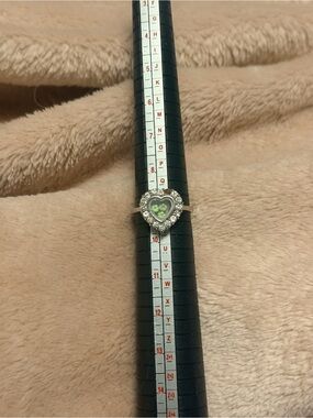 Heart Halo Ring with Green Center Stones - Women Jewelry